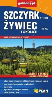 Immagine prodotto di Szczyrk, Żywiec e okolice. Mapa w skali 1:25 000 - Edizione collettiva (Viaggiare in polacco)