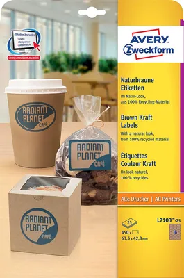 Produktbild von Zweckform L7103-25 Abdecket. Universaletiketten 63,5x42,3 n`braun