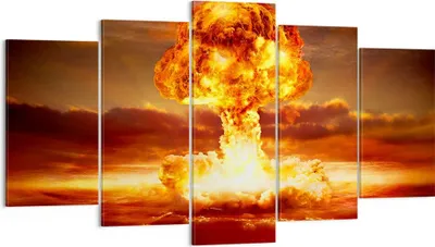 Produktbild von Bild auf Leinwand - Leinwandbild - Krieg Atombombe Pilz Apokalypse - 160x85cm - Wand Bild - Wanddeko - Leinwanddruck - Bilder - Kunstdruck - Leinwand bilder - Wandkunst - EA160x85-2834