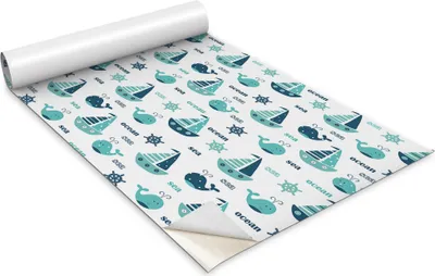 Produktbild von Selbstklebende Möbelfolie - Dekorationsfolie - Tischmöbel - Zuschneidbar - Kindermuster Schiffe Wale - 100 x 50 cm