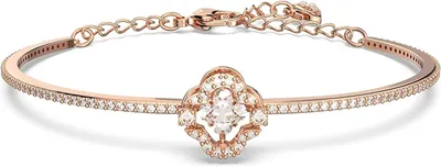 Produktbild von Swarovski Damen Armreif Sparkling Dance Glücksklee, Weiß, Roségoldfarbe 5642925
