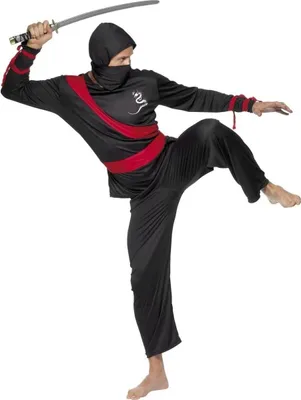 Produktbild von Schwarzer Schlangen Ninja Kostüm Größe: L