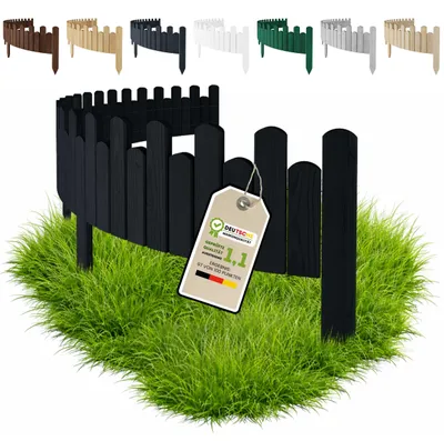 Produktbild von Floranica Beeteinfassung Holz Rollzaun 15 cm x 200 cm Schwarz Beetumrandung Rasenkante Rollborder Palisade Gartenzaun