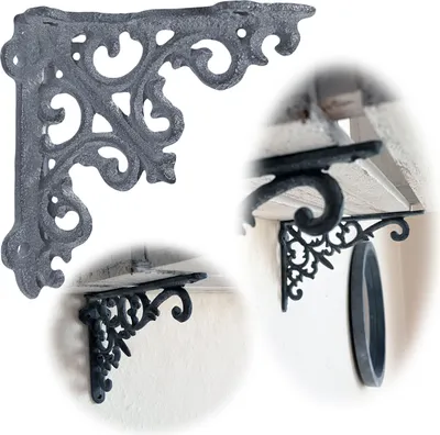 Produktbild von LS-LebenStil Vintage Regalwinkel Grau 10cm Gusseisen Regalträger Winkel Konsole Regalhalter Wandträger Winkelträger Regalboden-Träger Wand-Halterung