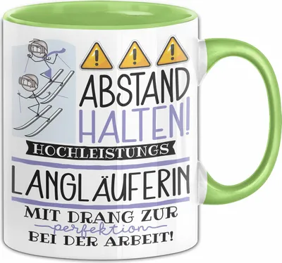 Produktbild von Langläuferin Tasse Geschenk Lustig Abstand Halten Hochleistungs-Langläuferin Mit Drang Zur Perfektion Bei Der Arbeit (Grün)