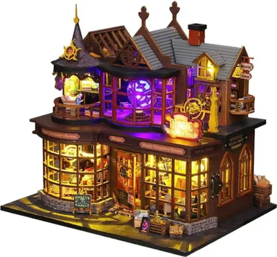 Image de Habarri | Maison Miniature - DIY Maison de Poupées - Maison en Bois avec Meubles et éclairage LED - Cadeau pour Enfants - Trésor D'Artefacts Magiques