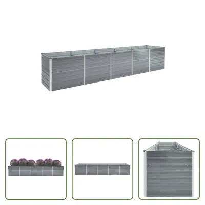 Immagine prodotto di The Living Store Letto da giardino rialzato in acciaio zincato 400x80x45 cm Grigio