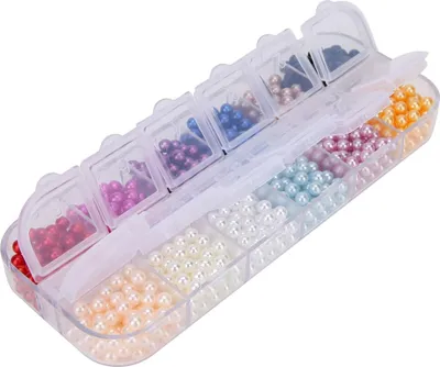 Image de 1 Boîte de perles artificielles, ABS, non percées, Holelss perles artificielles, Bijoux faits main, DIY accessoires pour boîtes de cosmétiques, vasesf��ller, mariage, anniversaire, fête, décoration (Boîte de 3 (600