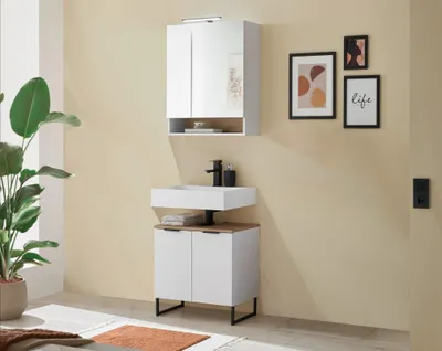 Produktbild von Badezimmer Badmöbel -Set Weiß matt ASPEN 60 cm Spiegelschrank Wbu Set 4