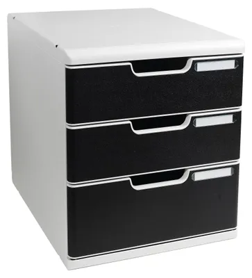 Produktbild von Exacompta Schubladenbox MODULO A4, 3 geschlossene Schubladen - Schwarz - 325014D