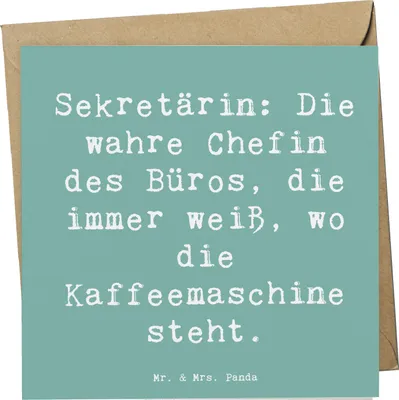 Produktbild von Mr. & Mrs. Panda Grußkarte Spruch Sekretärin Chef - Meeresbrise - Geschenk, Glückwunschkarte, Berufsprodukte, Beruf, Teamassistenz, faltkarte, Chefetage, Empfang