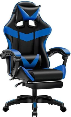 Obrázek produktu pro Herní křeslo Games modré/černé otočné kancelářské křeslo + masáž + podnožka