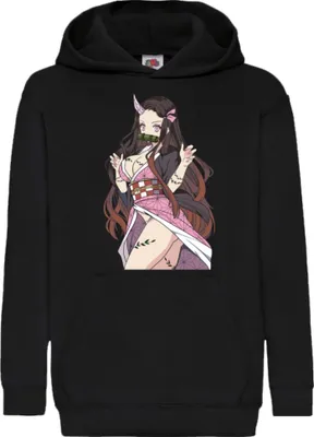 Obrázek produktu pro Dětská Mikina S Kapucí Demon Anime Slayer Kimetsu No Yaiba Nezuko Kamado 16, 5-6 Jahr - 116 / Černá