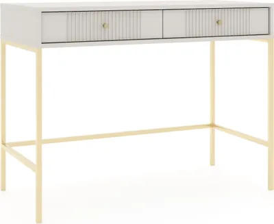 Produktbild von Schminktisch: zwei Schubladen, kaschmirfarben, goldene Beine