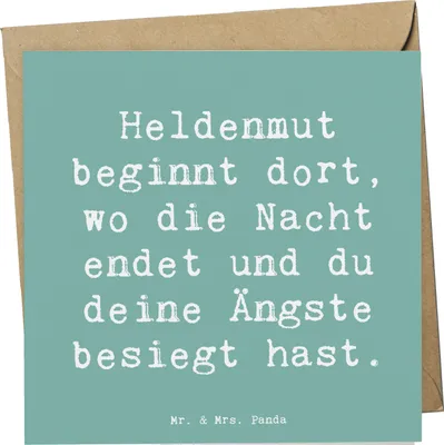 Produktbild von Mr. & Mrs. Panda Glückwunschkarte Spruch Ängste vor Monstern besiegen - Meeresbrise - Geschenk, Grußkarte, Mut und Lebenskraft, anlasskarte, machen, Nacht endet, Kinder