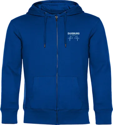 Produktbild von multifanshop Kapuzen Sweatshirt Jacke - Duisburg - Herzschlag, blau, Größe L