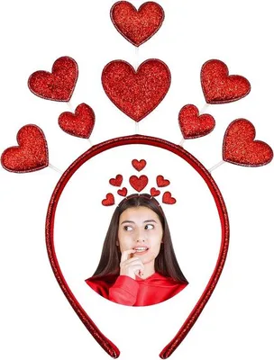 Obrázek produktu pro Červená čelenka ve tvaru srdce s flitry na karneval a Valentýna