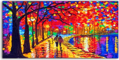 Produktbild von Coloray - Glasbild - 100x50 cm - Wandbild - Glasbilder - Foto Kunstdruck Malerei Park Wasser paar