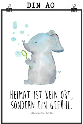 Produktbild von Mr. & Mrs. Panda Bild Elefant Seifenblasen DIN A0 - Weiß - Geschenk, Liebe, Elefanten, Wandbild, Kunstdruck, Liebesspruch, Liebesbeweis, wanddeko, drucke, wandkunst
