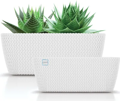 Image de 2X Pot de fleurs Pot de décoration Pot de fleurs 29,7/39,7 cm Ensemble Pot de plantes Pour la maison Blanc