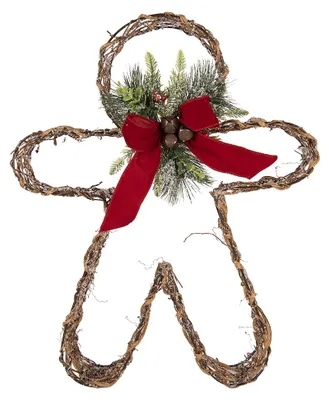 Produktbild von Clayre & Eef Weihnachtsdekoration mit LED-Beleuchtung Pfefferkuchenmann 48x10x61 cm Braun Rattan