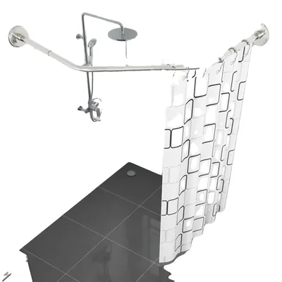 Zdjęcie produktu dla Drążek do zasłon prysznicowych, regulowana długość 45–75 cm, materiał: stal nierdzewna 304, wygięty kształt do narożników, wysoka nośność, nowoczesny design