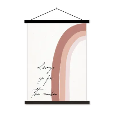 Produktbild von MuchoWow® Textilposter Regenbogen - Immer auf den Regenbogen zugehen - Zitate - Text 90x120 cm mit schwarzem Rahmen - Dekoration