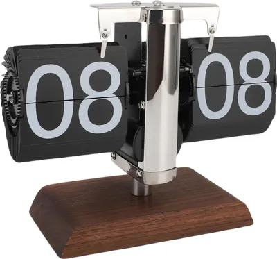 Obrázek produktu pro Flip stolní hodiny Vintage velké číslo 24 hodin Auto Flip dolů mechanické hodiny pro domácí obývací pokoj dekorace černá