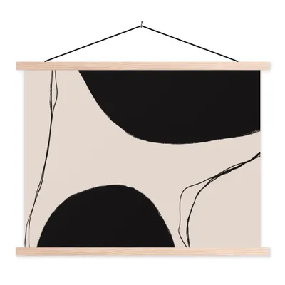 Produktbild von MuchoWow® Textilposter Pastell - Schwarz - Minimalismus 60x45 cm mit holzfarbenen Rahmen - Bild