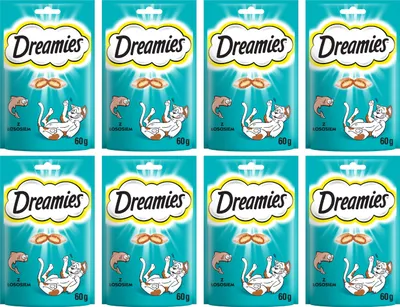 Produktbild von Dreamies Classic Katzensnacks mit Lachs - fabelhafte Knuspertüten mit weicher Füllung - 8 x 60 g