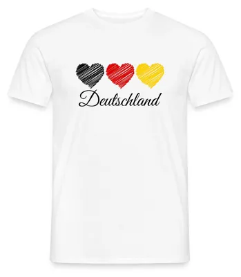 Produktbild von Spreadshirt Deutschland Herz Fußball Fanlook Männer T-Shirt, M, Weiß