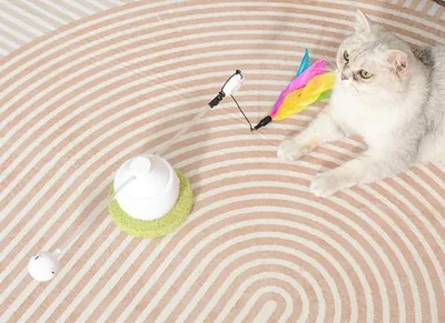 Produktbild von Automatisch rotierendes intelligentes elektrisches Katzenspielzeug, weiß, dreistufige Geschwindigkeitseinstellung