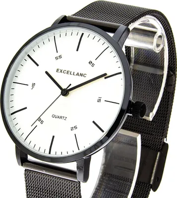 Produktbild von Excellanc Herrenuhr schwarz mit Milanaiseband 40mm