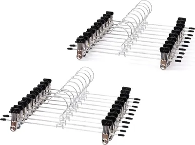 Produktbild von 20 Hosenbügel mit rutschfesten Clips, verstellbare Rockclips – drehbarer Metallhaken