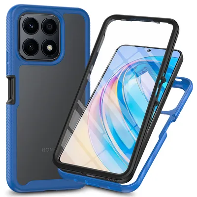 Immagine prodotto di Custodia per Honor X8A, paraurti con protezione dello schermo incorporata Custodia protettiva a 360° per tutto il corpo Blu scuro