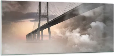 Produktbild von Bilder auf glas - Brücke Nebel Wasser - 120x50cm - Glasbilder - Wandbilder - Kunstdruck - zum Aufhängen bereit - Wanddekoration aus Glas - Glas Bilder - Wandbild auf Glas - Einteilig - GAB120x50-3525