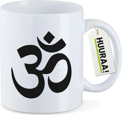 Produktbild von Huuraa Kaffeetasse Om Symbol 330ml Weiß Keramik Kaffeebecher Geschenkidee