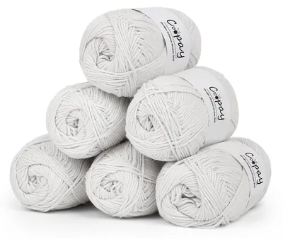 Produktbild von Häkelgarn Baumwolle 6 x 50g Weiches Weiß 1,5mm Nadelstärke