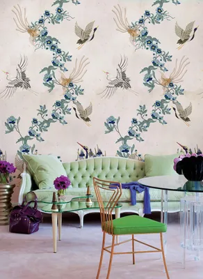 Produktbild von Coloray Fototapete 312x219 cm Vlies-Fototapete - Chinoiserie stickerei vögel floral