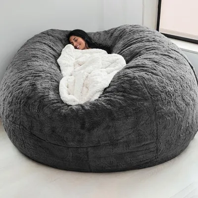 Produktbild von Pokrowiec na fotel Beanbag Miękki, puszysty pokrowiec na fotel Beanbag, ciemnoszary 150 x 75 cm (bez wypełnienia)