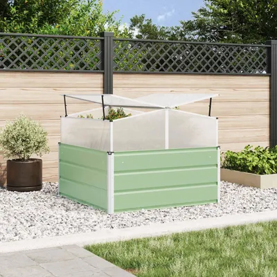 Produktbild von "Schlussverkauf" Pflanzkübel im Garten - 1 pc - Blumenbeet/Gartenbeet - Pastellgrün 100x100x77 cm Verzinkter Stahl C13583