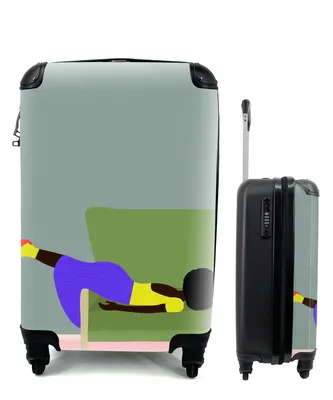 Produktbild von MuchoWow® Koffer Handgepäck Trolley Rollkoffer Kleine Reisekoffer mit 4 Rollen - Frau - Minimalismus - Design - Cabin Size < 55x40x23 cm & 55x40x20 cm - Fotokoffer - Kabinenkoffer - Boardgepäck - Reise-Box - Reisekoffer - Reisegepäck - Koffer mit Bild - Trolley für Kinder