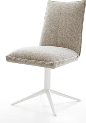 Produktbild von DELIFE Drehstuhl Lelio-Flex Webstoff Soft Beige Fußkreuz Weiß 360° drehbar Wippfunktion Taschenfederkern