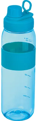 Produktbild von Tritan Trinkflasche mit Silikongriff und Messskala / 750 ml / Farbe: hellblau