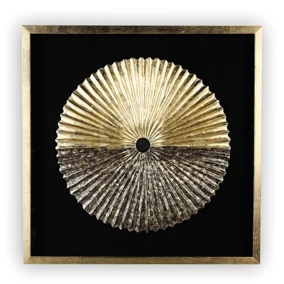 Image de Gilde Bild, quadratisch, "Plato", Kreismotiv, Glas, Holz, MDF, schwarz, goldfarben, VE 1, L. 5 cm, B. 80 cm, H. 80 cm 71959 4001250719595