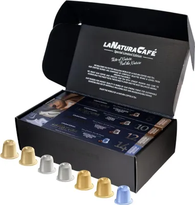 Productafbeelding van Cadeauset met exclusieve koffievarianten – Koffiekapsules compatibel met Nespresso®³ koffiemachines. Unieke en heerlijke aroma's – 80 koffiekapsules