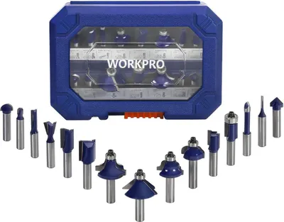 Image de WORKPRO Jeu de 15 fraises avec tiges 8mm dans un coffret de rangement