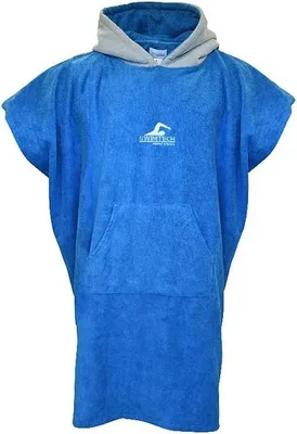 Produktbild von SwimTech Poncho Mikrofaser Junior Blau/Grau - Kinder Badeponcho