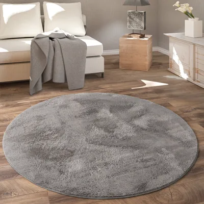 Produktbild von Teppich Rund Fellteppich Kunstfell Plüsch Bettvorleger Shaggy Wohnzimmer Kinderzimmer Grösse Ø 120 cm Rund