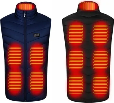 Produktbild von Herren Heizweste Gepolsterte Weste Winter Heizweste mit 11 Heizzonen USB Elektrisch beheizte Jacke für Outdoor Motorrad Camping Angeln Skifahren,Blue,5XL